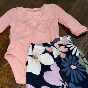 Carters pink long sleeve pant set. Newborn.